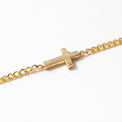 Tiny Cross Bracelet in 14k Solid Gold