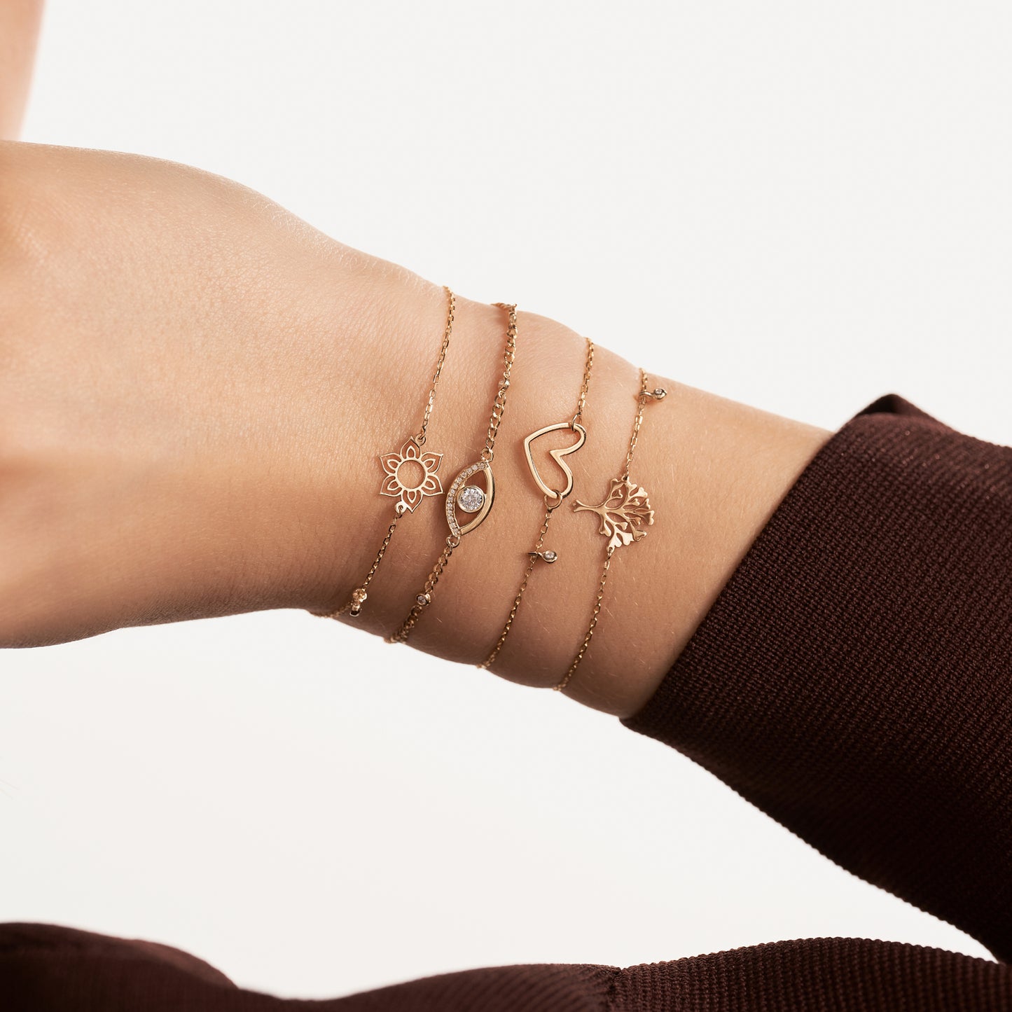 Evil Eye and Station Bracelet in 14k Solid Gold