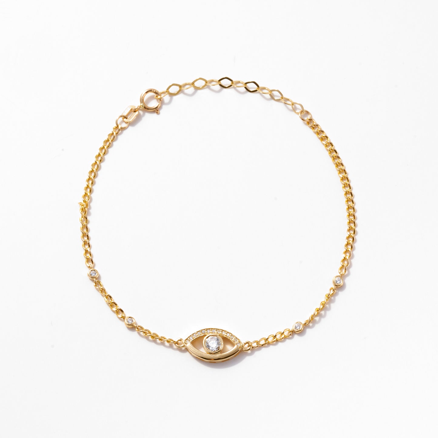 Evil Eye and Station Bracelet in 14k Solid Gold