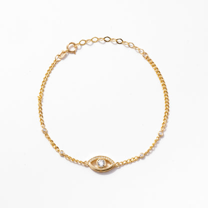 Evil Eye and Station Bracelet in 14k Solid Gold