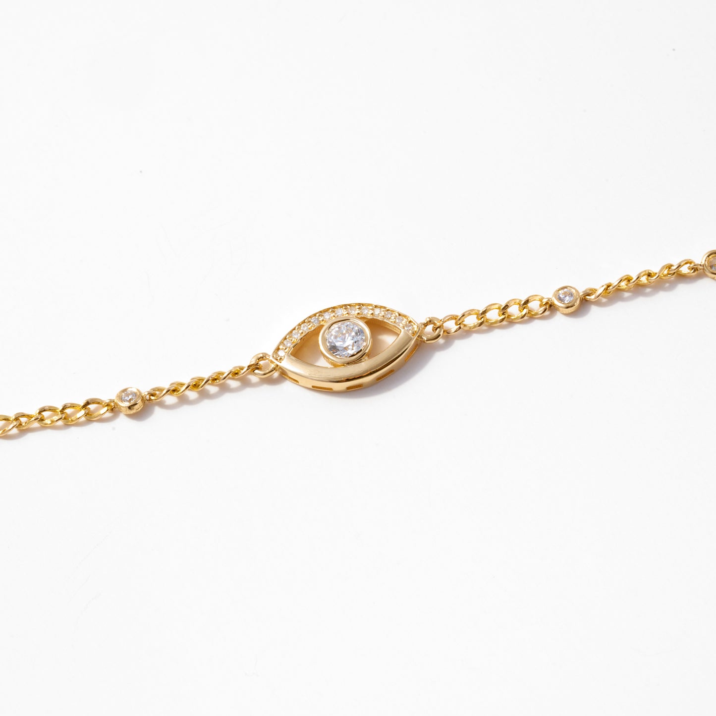 Evil Eye and Station Bracelet in 14k Solid Gold