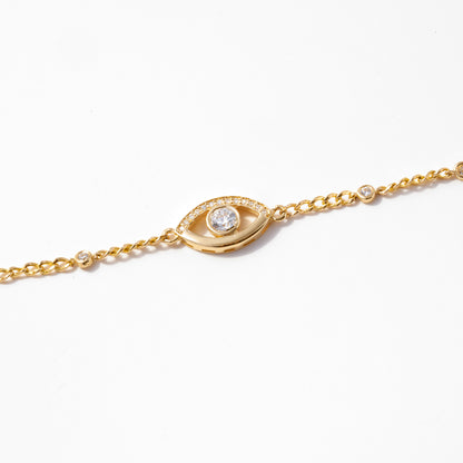 Evil Eye and Station Bracelet in 14k Solid Gold