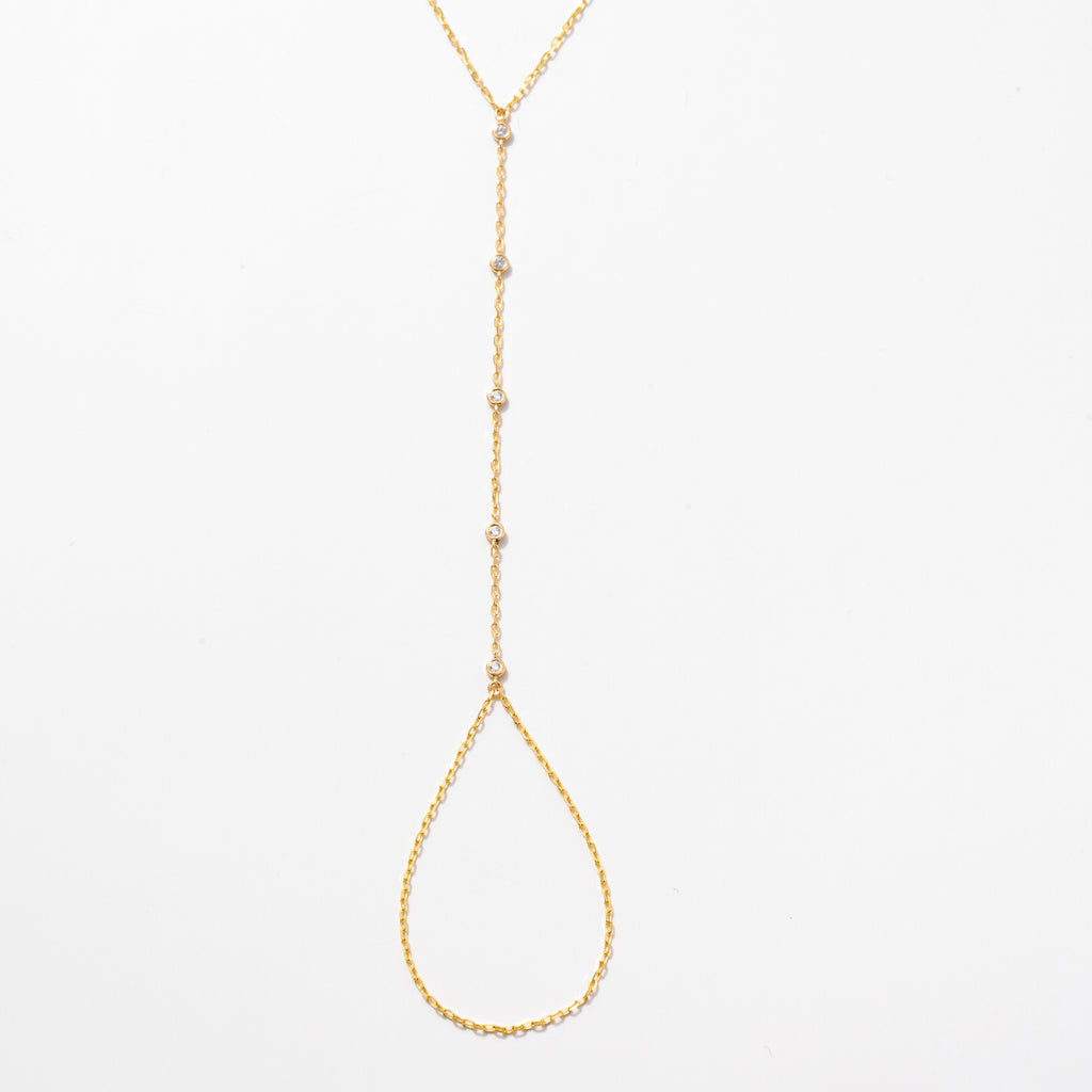 Diamond Bezel-Set Station Hand Chain Bracelet