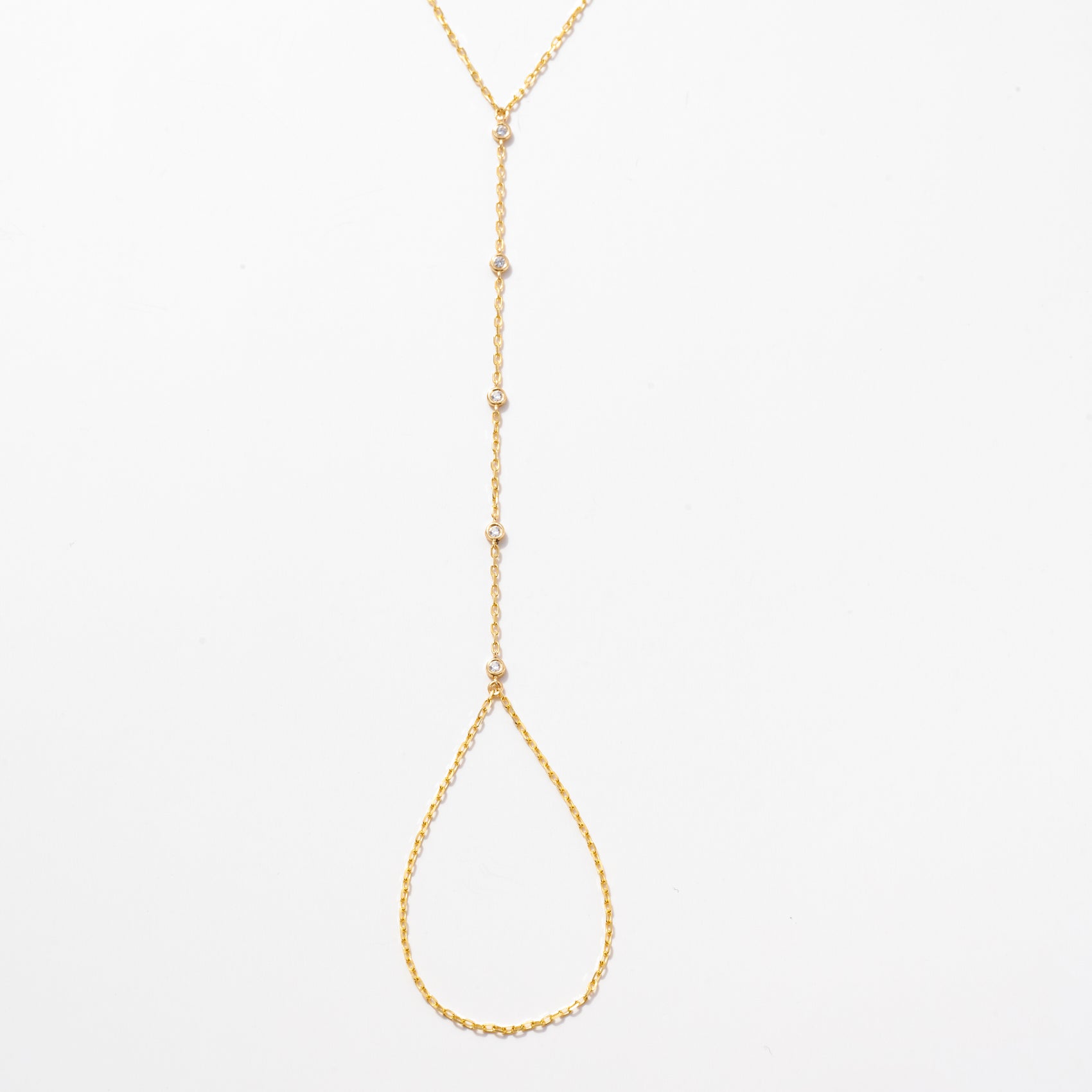 Diamond Bezel-Set Station Hand Chain Bracelet