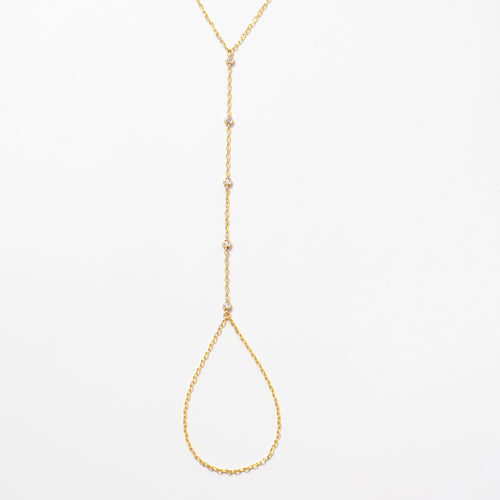 Diamond Bezel-Set Station Hand Chain Bracelet