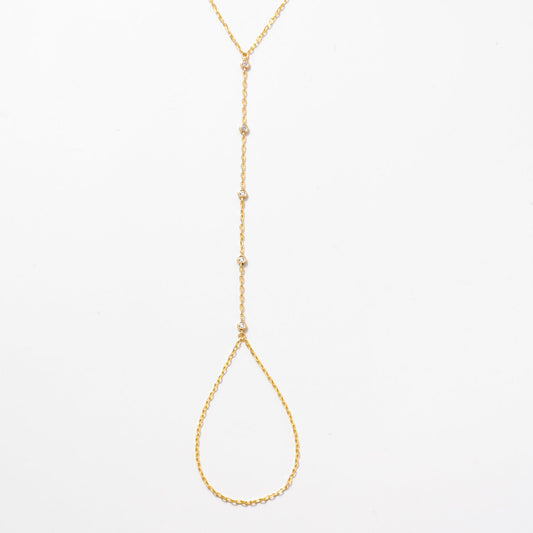 Diamond Bezel-Set Station Hand Chain Bracelet