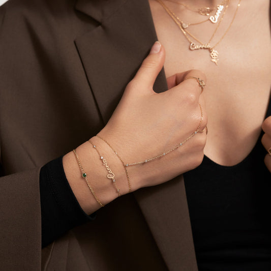 Name Bracelet Diamond Station Bracelet