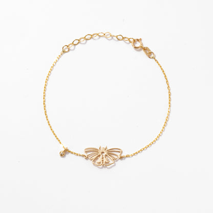 Butterfly Bracelet with Diamond in 14k Solid Gold