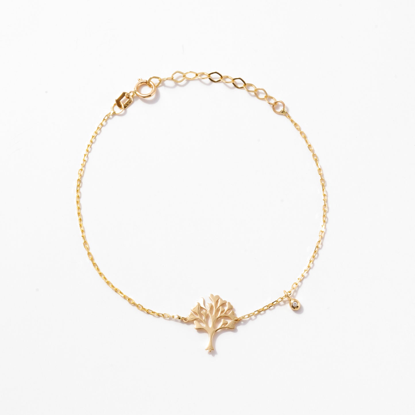 Tree of Life Bracelet with Diamond in 14k Solid Gold