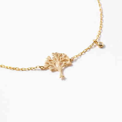 Tree of Life Bracelet with Diamond in 14k Solid Gold