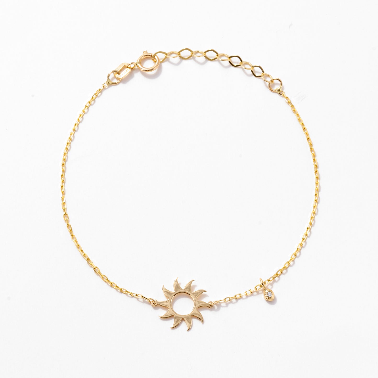 Sun Bracelet with Diamond in 14k Solid Gold