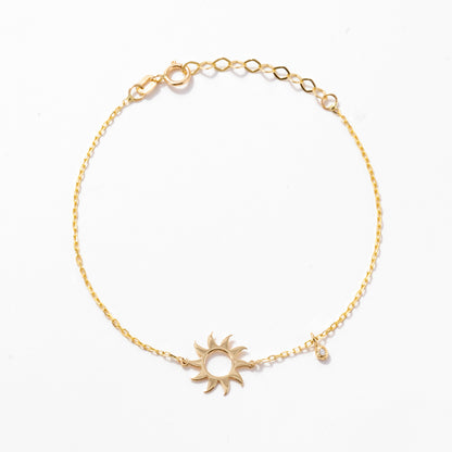 Sun Bracelet with Diamond in 14k Solid Gold