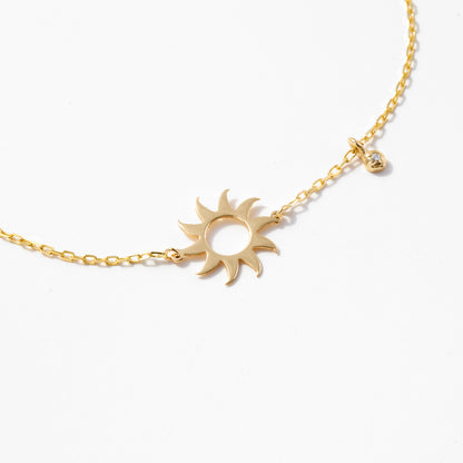 Sun Bracelet with Diamond in 14k Solid Gold