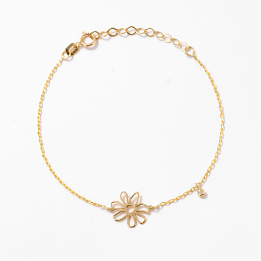 Daisy Flower Bracelet with Diamond in 14k Solid Gold