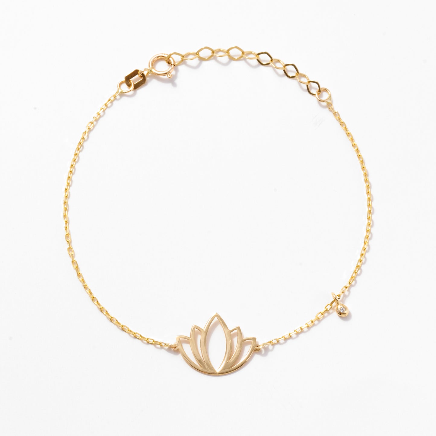 Diamond Lotus Bracelet in 14k Solid Gold