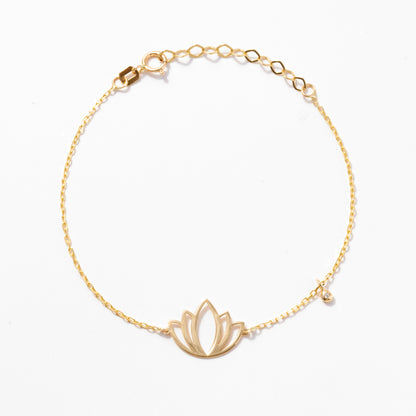 Diamond Lotus Bracelet in 14k Solid Gold