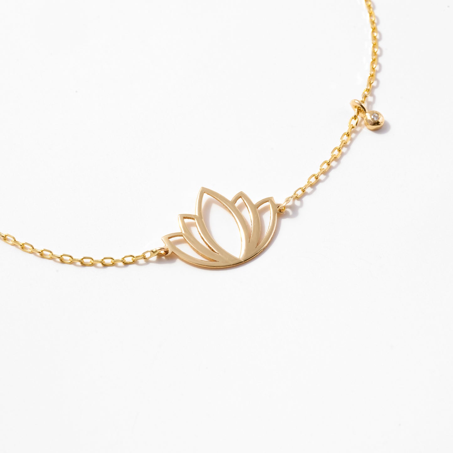 Diamond Lotus Bracelet in 14k Solid Gold