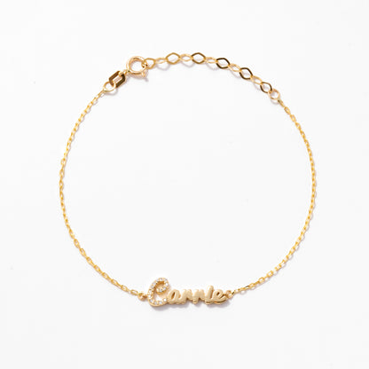 Diamond Carrie Name Bracelet in 14k Solid Gold