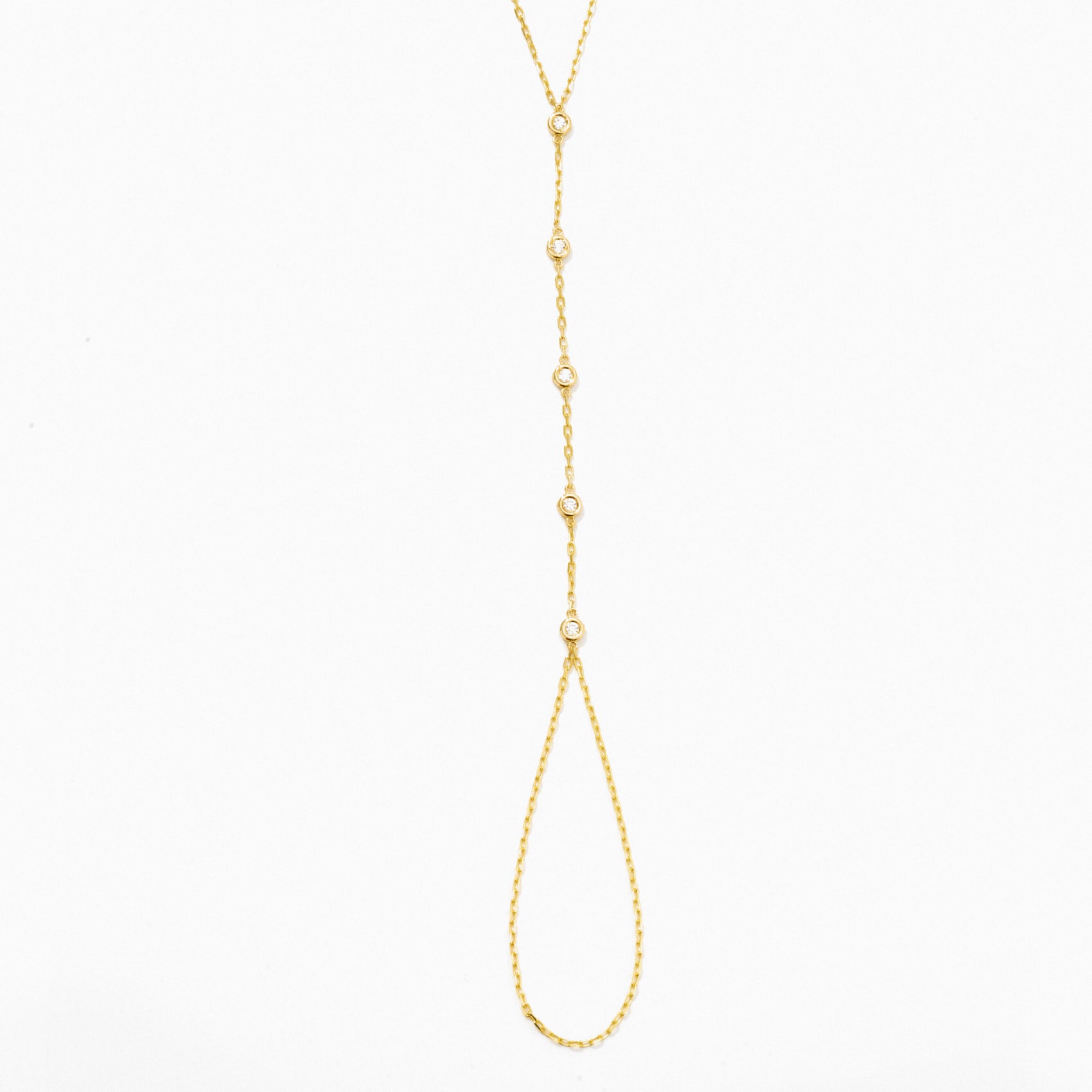 Bezel-Set Station Hand Chain Bracelet