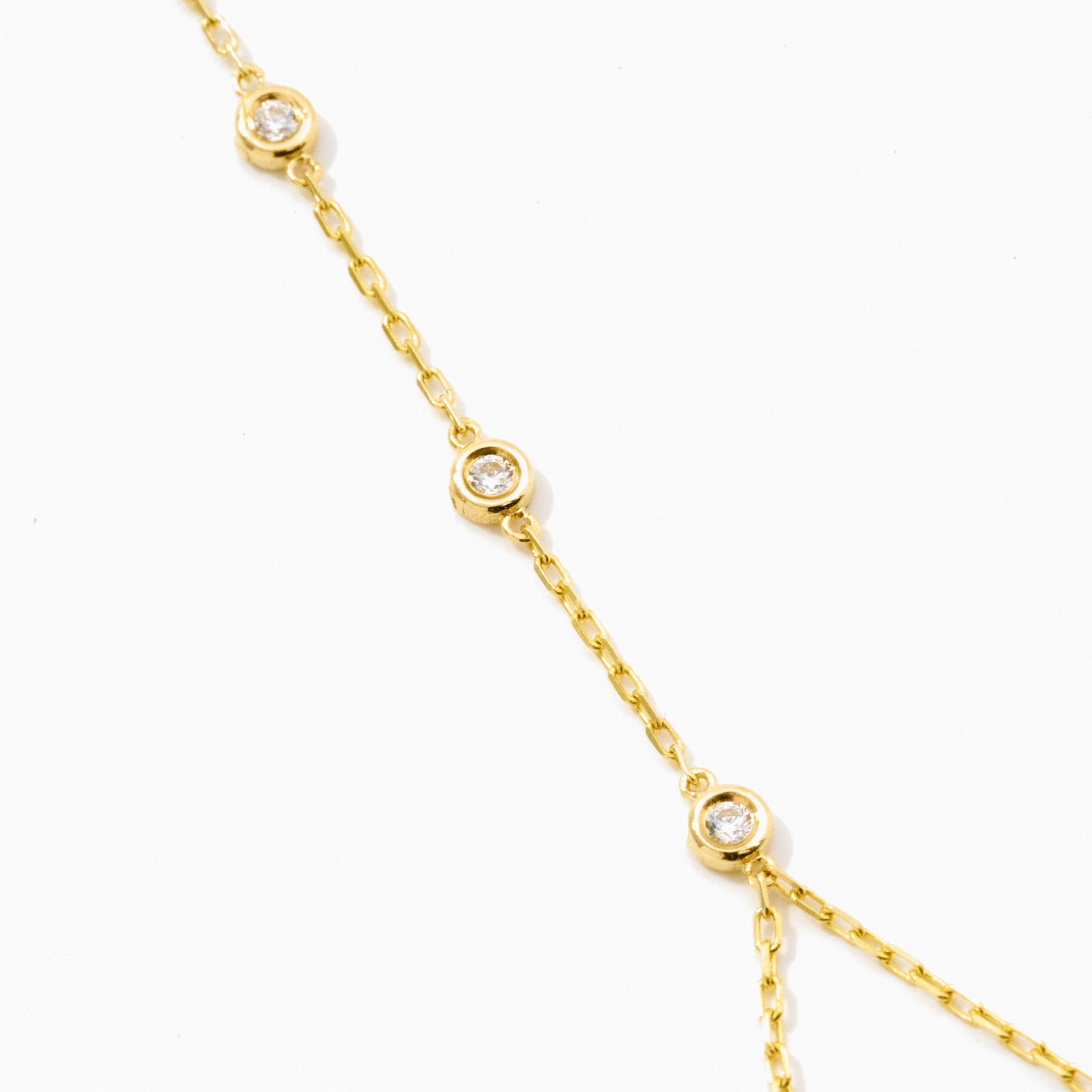 Bezel-Set Station Hand Chain Bracelet