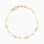Diamond and Pearl Bezel-Set Station Bracelet