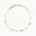 Diamond and Pearl Bezel-Set Station Bracelet