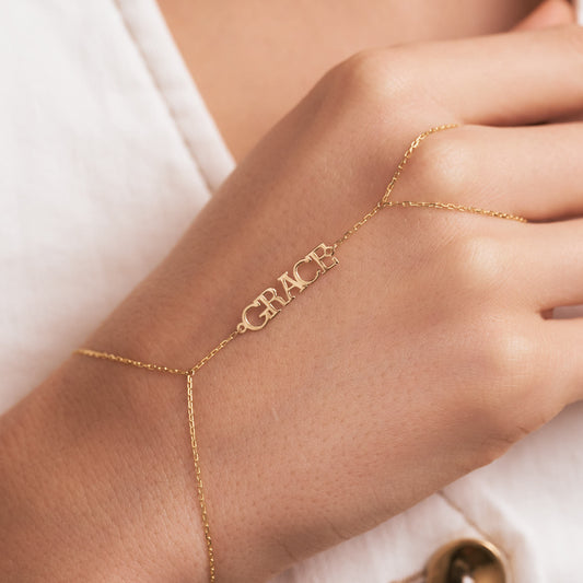 Name Hand Chain Bracelet