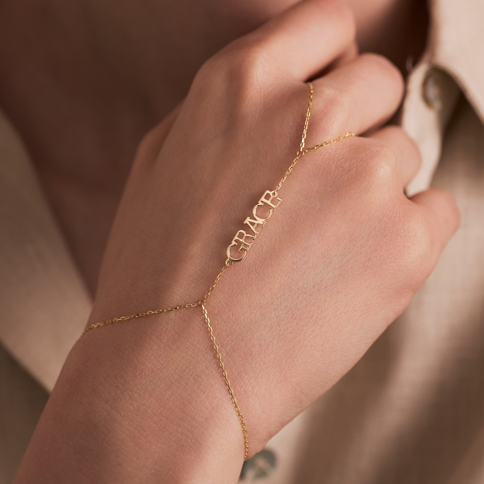Name Hand Chain Bracelet