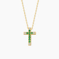 Birthstone and Diamond Cross Necklace