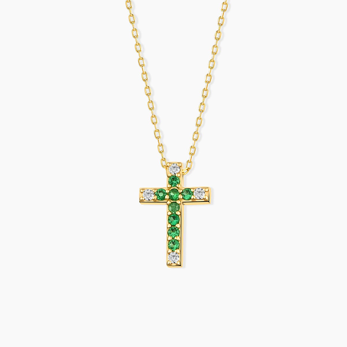 Birthstone and Diamond Cross Necklace