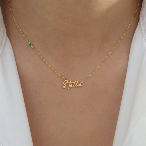 Personalized Name Necklace with Birthstone