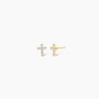 Diamond Mini Cross Stud Earrings