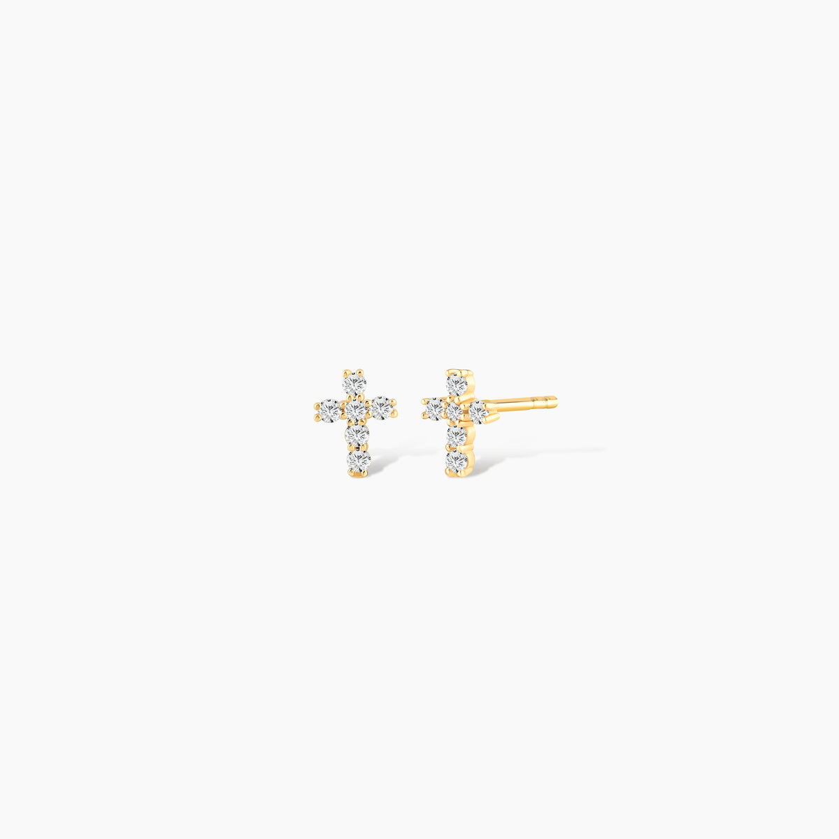 Diamond Mini Cross Stud Earrings