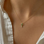 Birthstone and Diamond Cross Necklace