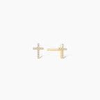 Dainty Small Diamond Cross Earrings