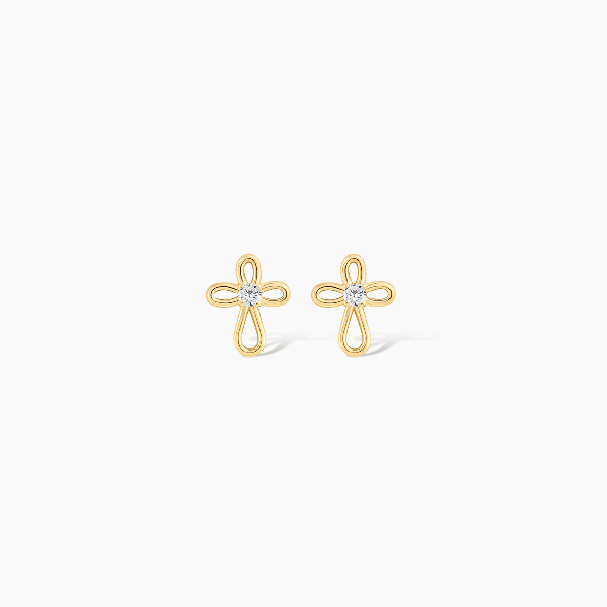 Diamond Open Cross Stud Earrings