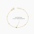 Diamond Station Bracelet with Birthstone