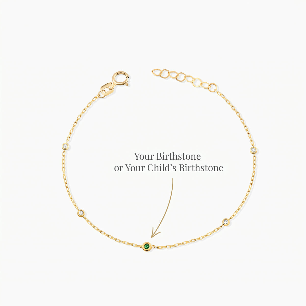 Diamond Station Bracelet with Birthstone