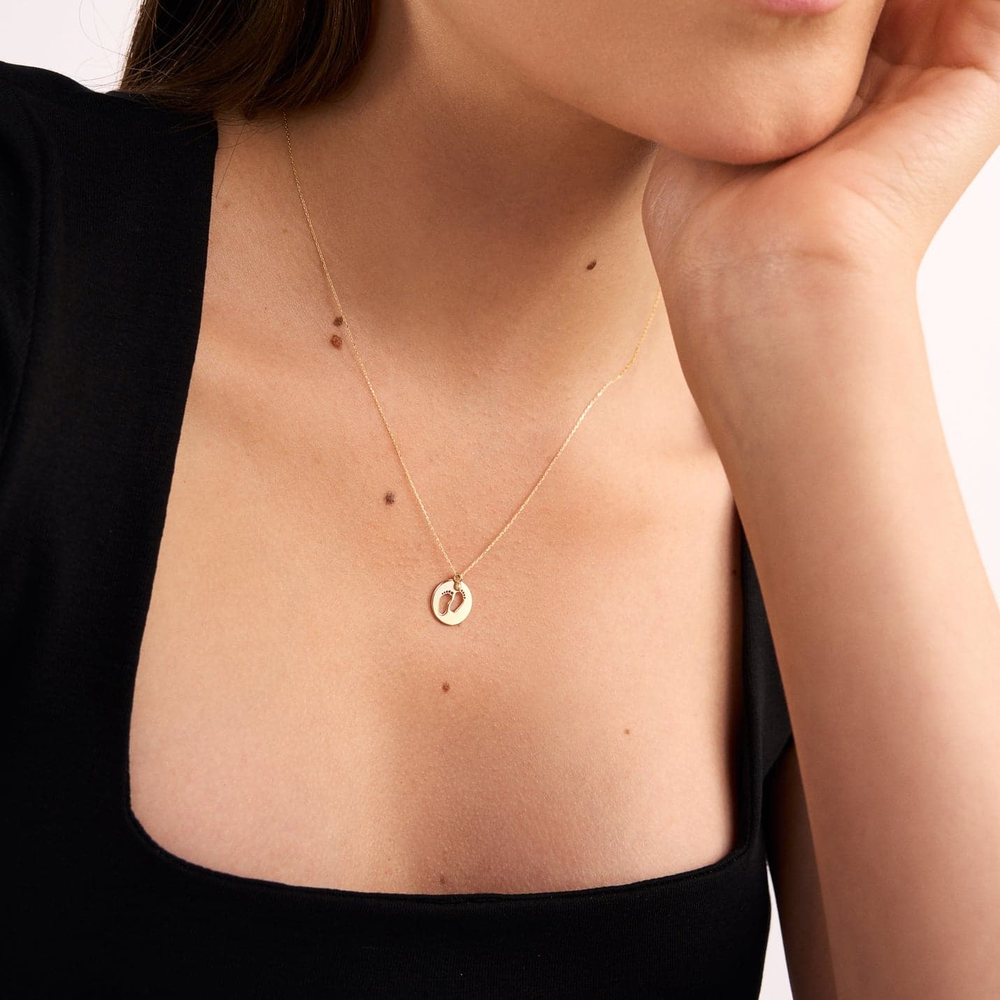 Diamond Baby Footprint Necklace