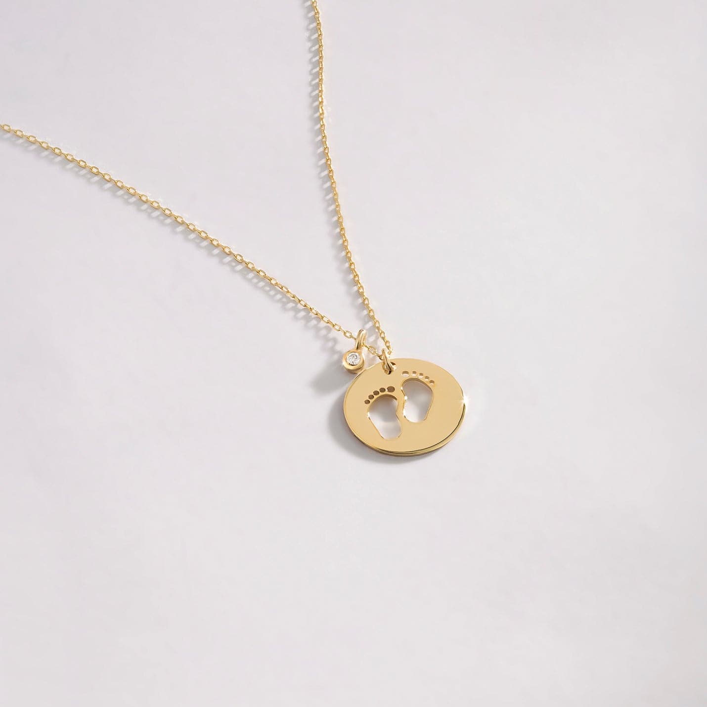 Diamond Baby Footprint Necklace