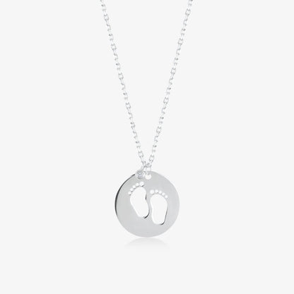 Diamond Baby Footprint Necklace in 14K Solid Gold