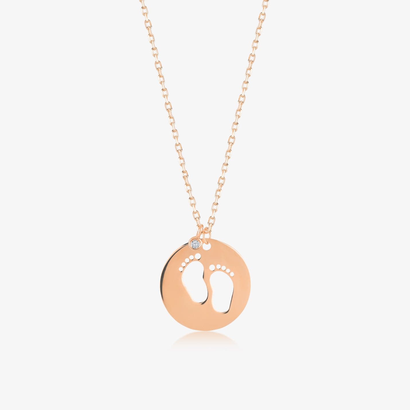 Diamond Baby Footprint Necklace in 14K Solid Gold