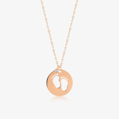 Diamond Baby Footprint Necklace