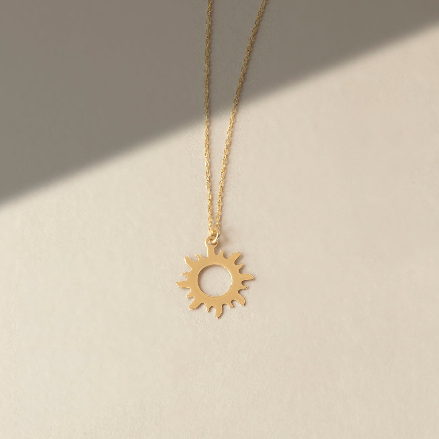 Gelin Sun Necklace in 14K Solid Gold | 14K Yellow Gold Dainty