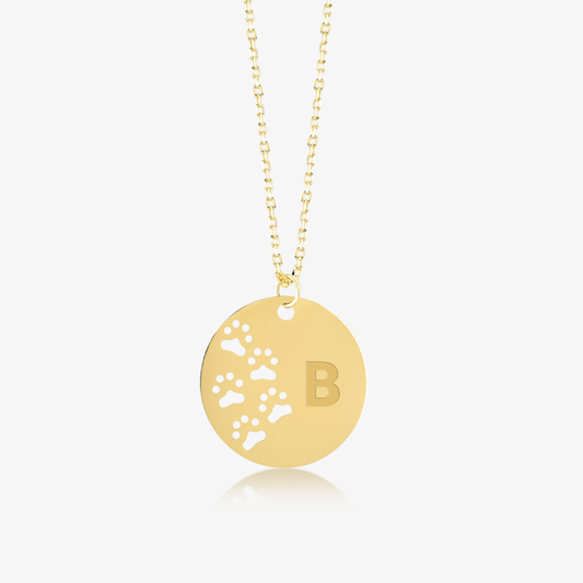 Paw Print Engravable Disc Pendant Necklace