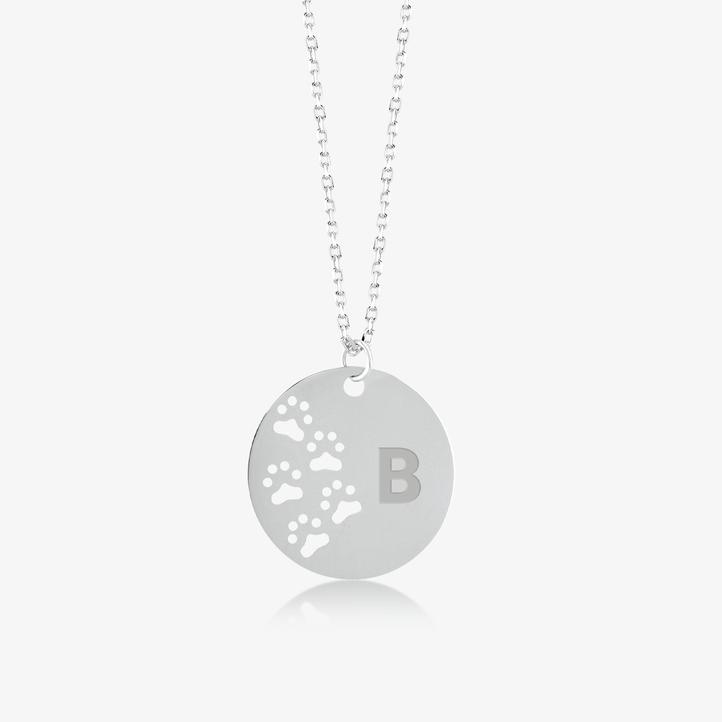 Paw Print Engravable Disc Pendant Necklace