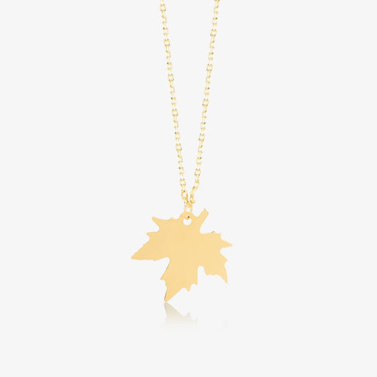 Maple Leaf Pendant Necklace in 14K Solid Gold