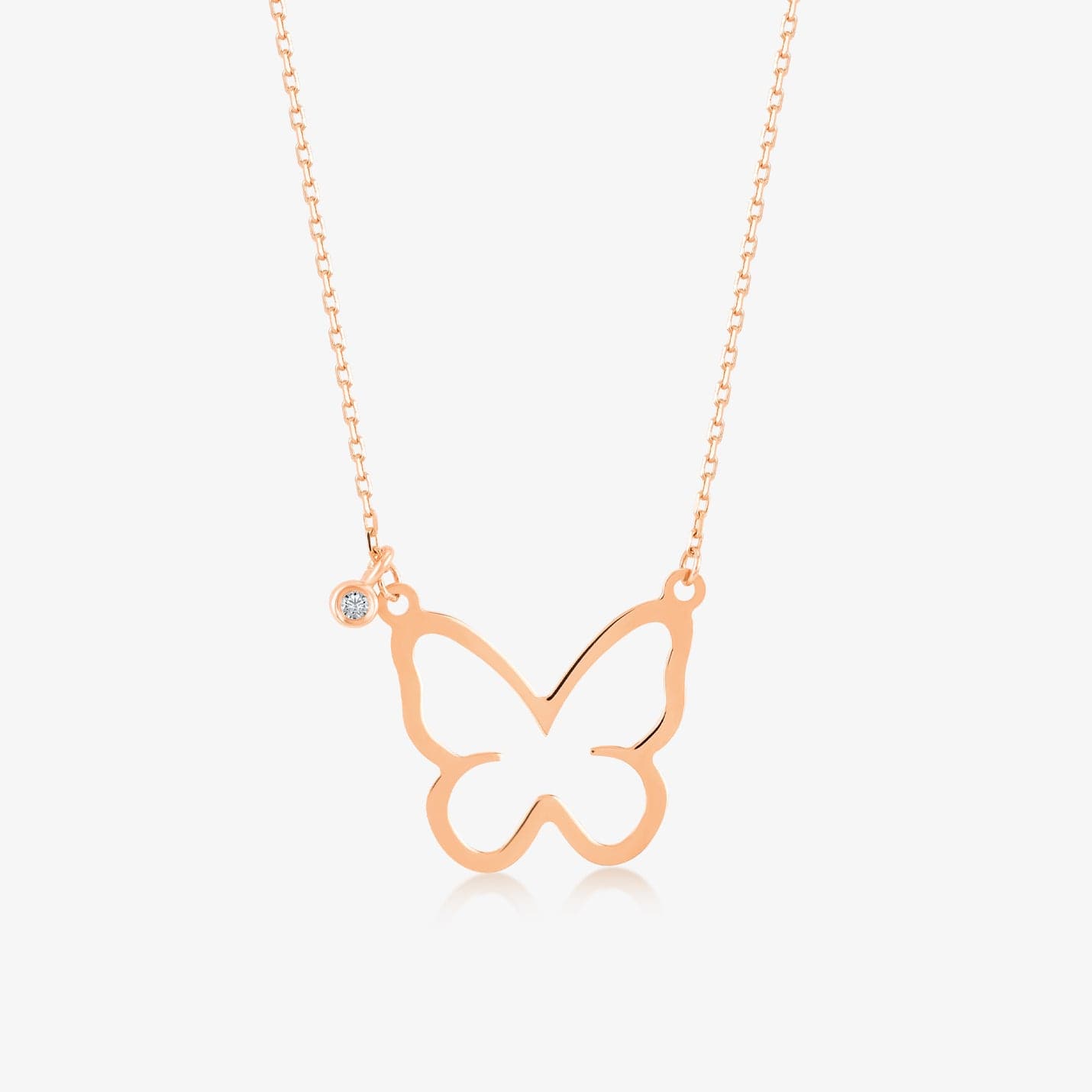 Collier Papillon en diamant en or massif 14 carats.