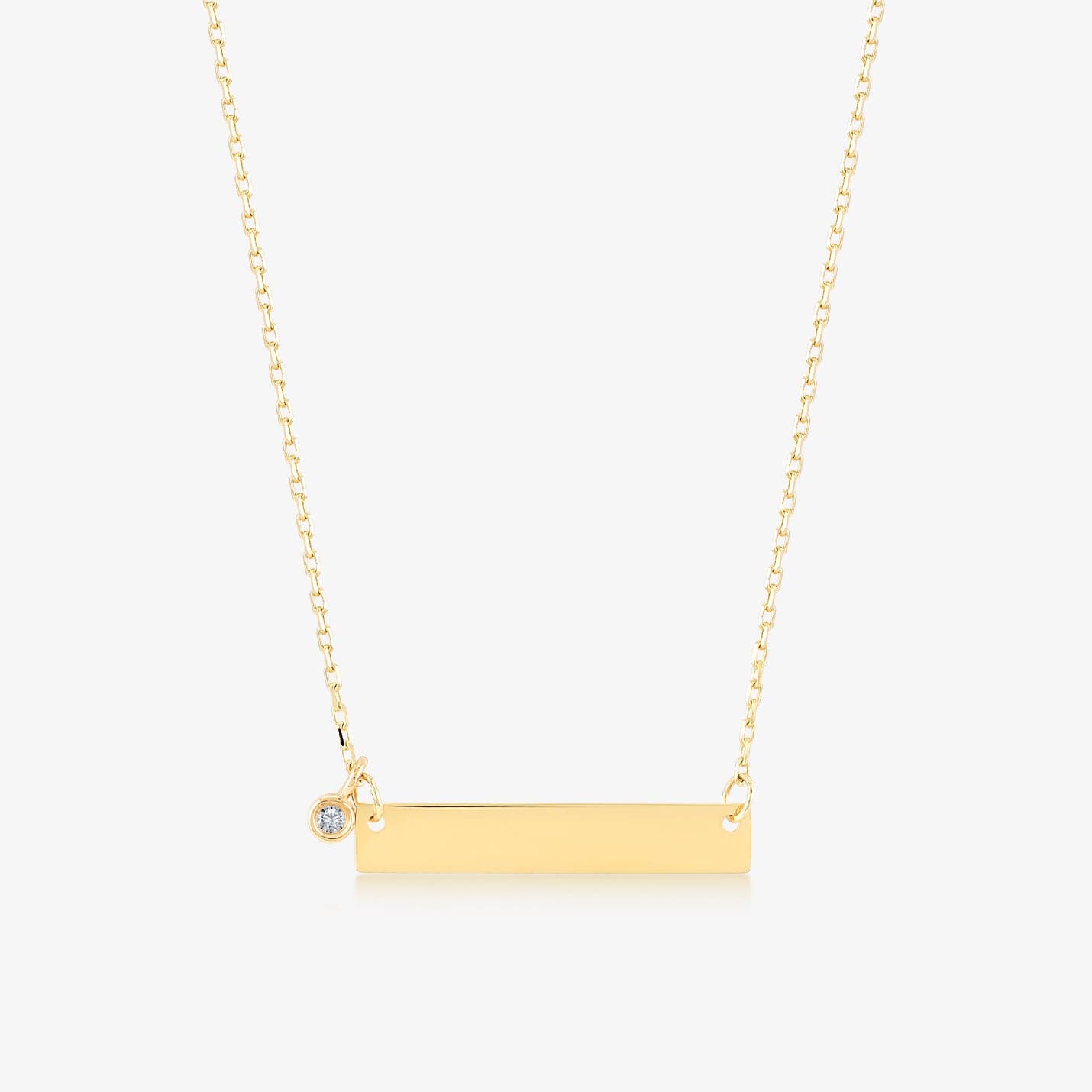 Diamond Bar Necklace in 14K Solid Gold