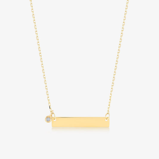 Diamond Bar Necklace in 14K Solid Gold